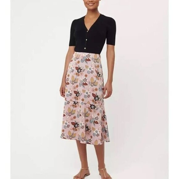 NWT Loft Pink Floral Print Fluted Midi Skirt Size 4 - Picture 3 of 12